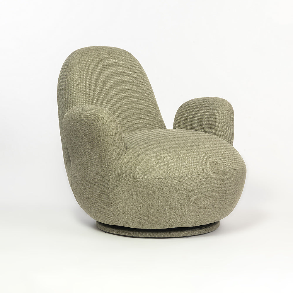 Liana Wooden Swivel Lounge chair - Sage Green