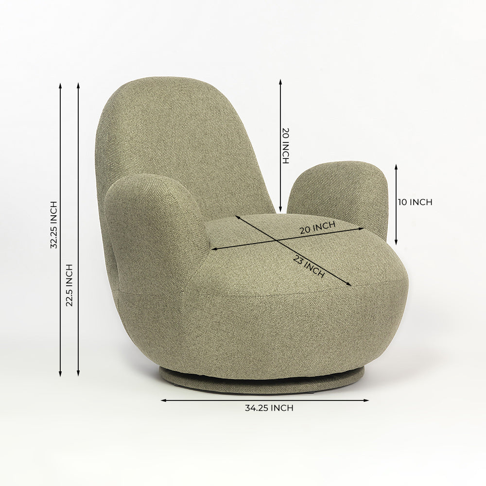 Liana Wooden Swivel Lounge chair - Sage Green