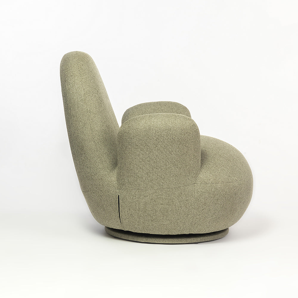 Liana Wooden Swivel Lounge chair - Sage Green