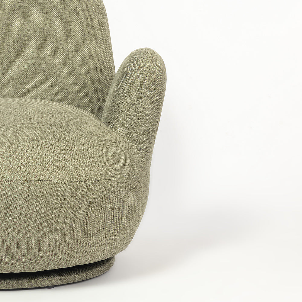 Liana Wooden Swivel Lounge chair - Sage Green