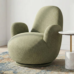 Liana Wooden Swivel Lounge chair - Sage Green