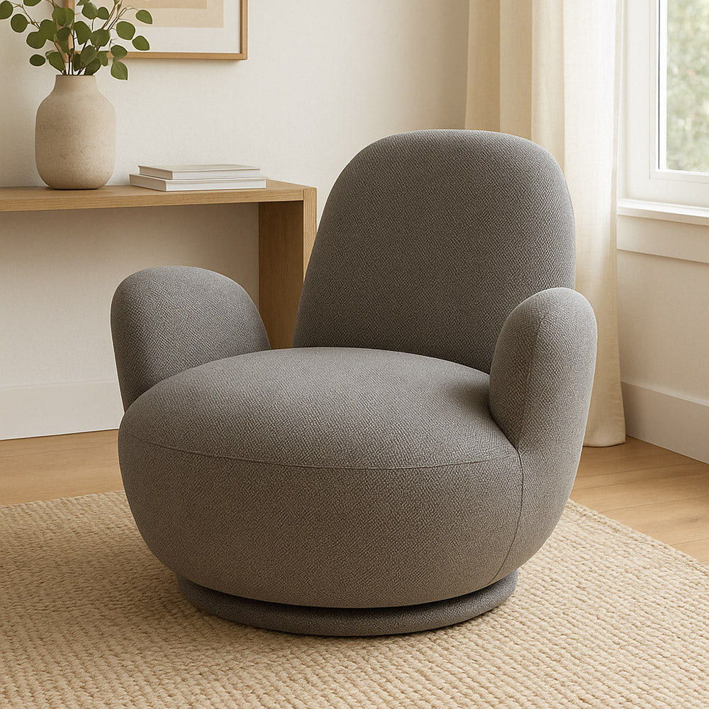 Liana Wooden Swivel Lounge chair - Dark Grey