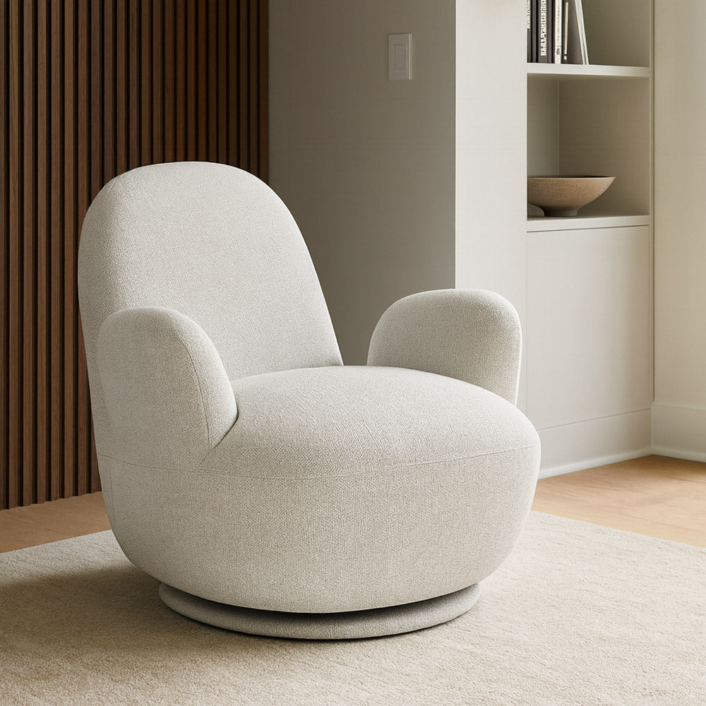 Liana Wooden Swivel Lounge chair - Light Grey