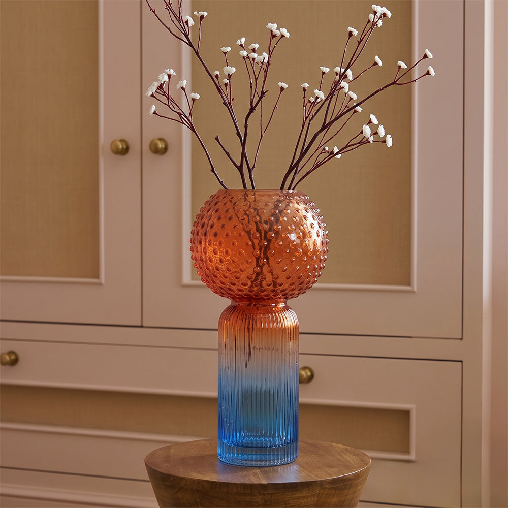 Bong Orange and Blue Ombre Glass Table Vase
