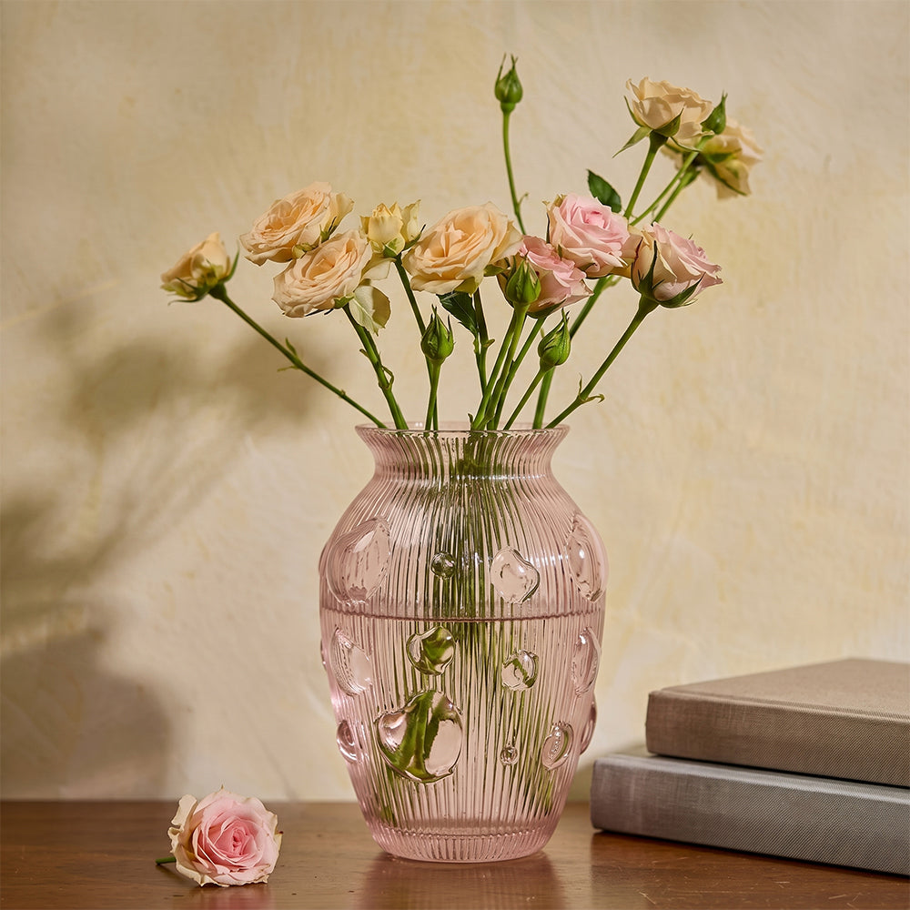 Mitch Blush Pink Textured Glass Table Vase
