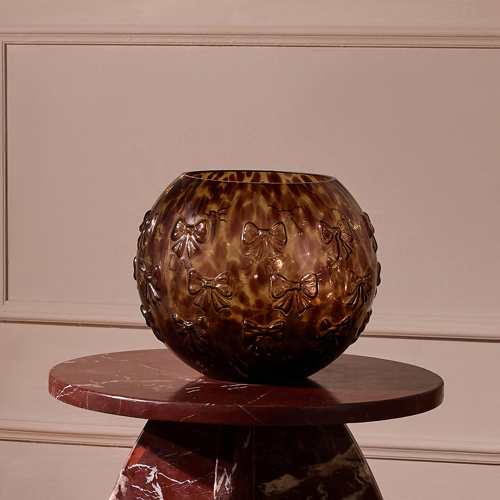 Perez Brown Textured Glass Round Table Vase