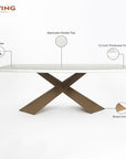 Immune Marbel 8 Seater Dining Table with Iron - Brass