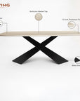 Immune Marbel 8 Seater Dining Table with Iron - Black