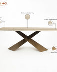 Immune Marbel 8 Seater Dining Table with Iron - Brass