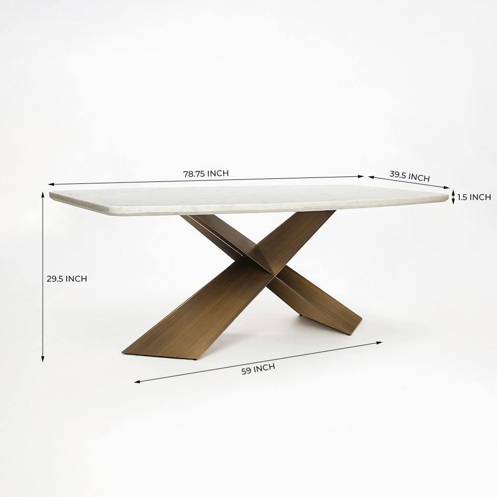 Immune Marble 8 Seater Dining Table with Iron - Brass - Baswada