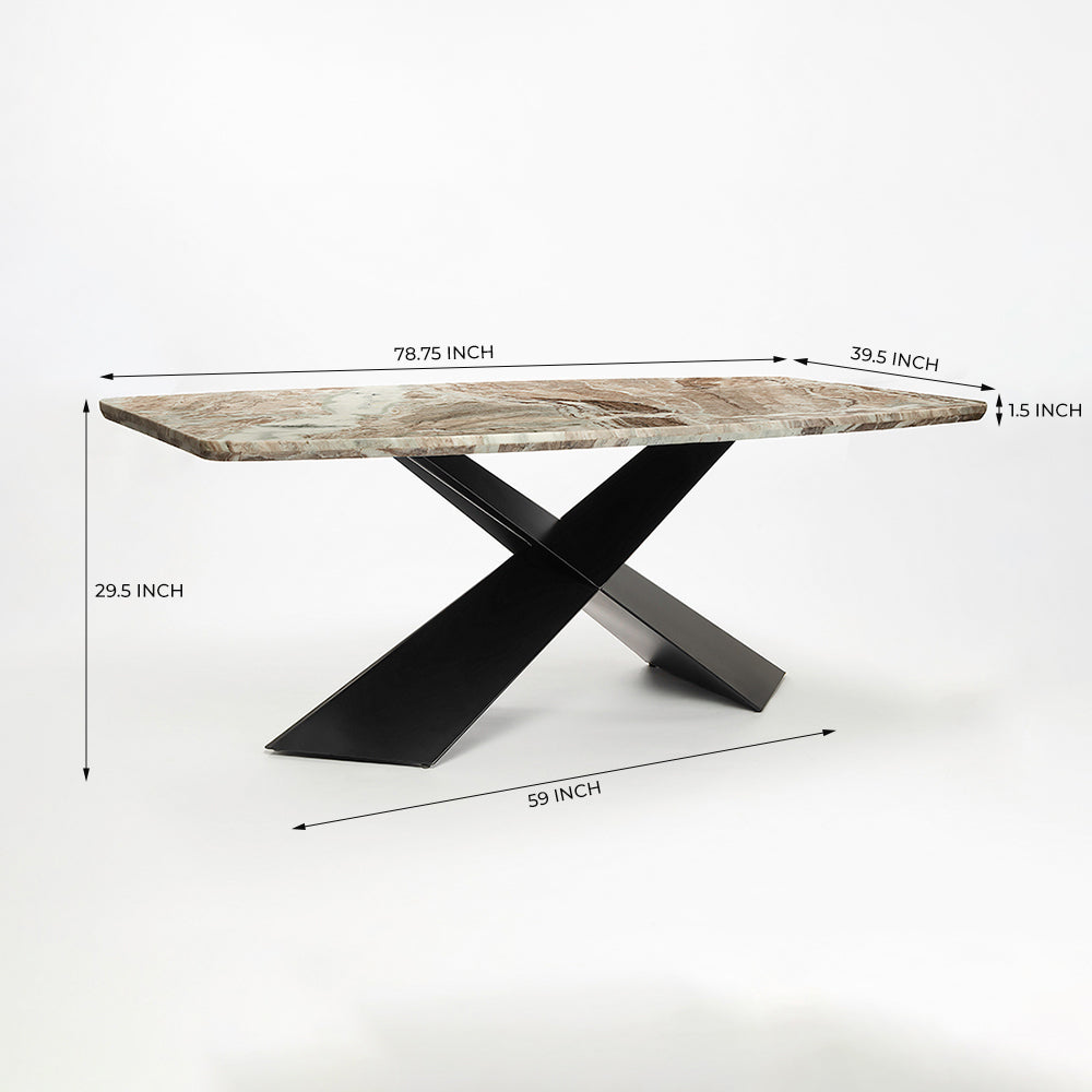 Immune Marble 8 Seater Dining Table with Iron - Black - Toranto