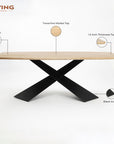 Immune Marbel 8 Seater Dining Table with Iron - Black