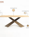 Immune Marbel 8 Seater Dining Table with Iron - Brass