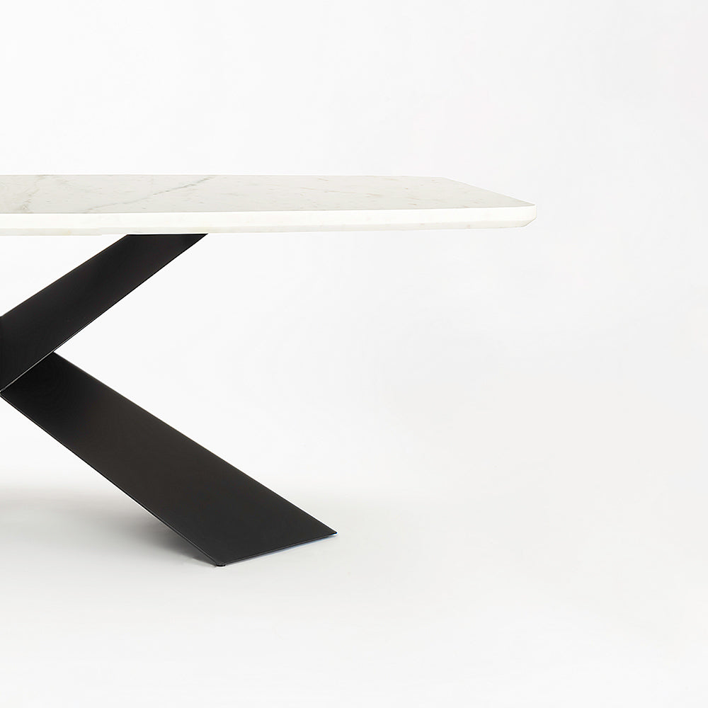 Immune Marble 8 Seater Dining Table with Iron - Black - Baswada