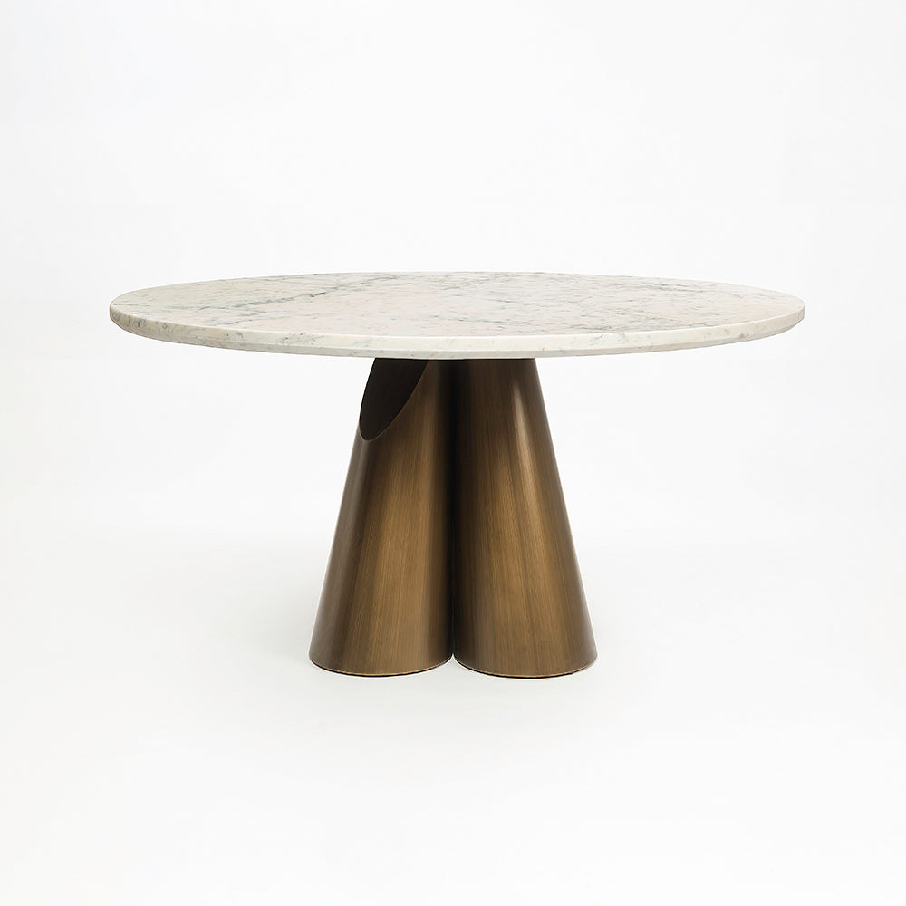 Duster Marble 6 Seater Dining Table with Iron - Brass