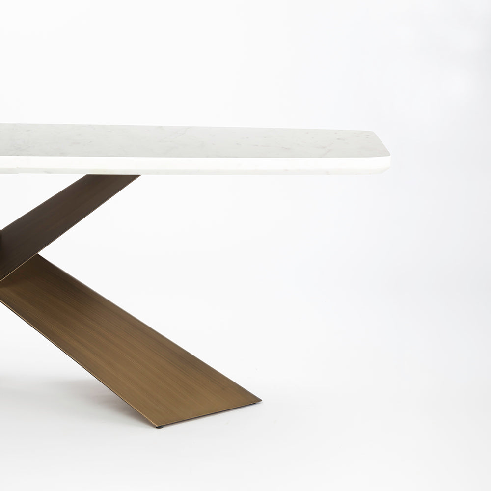 Immune Marble 8 Seater Dining Table with Iron - Brass - Baswada