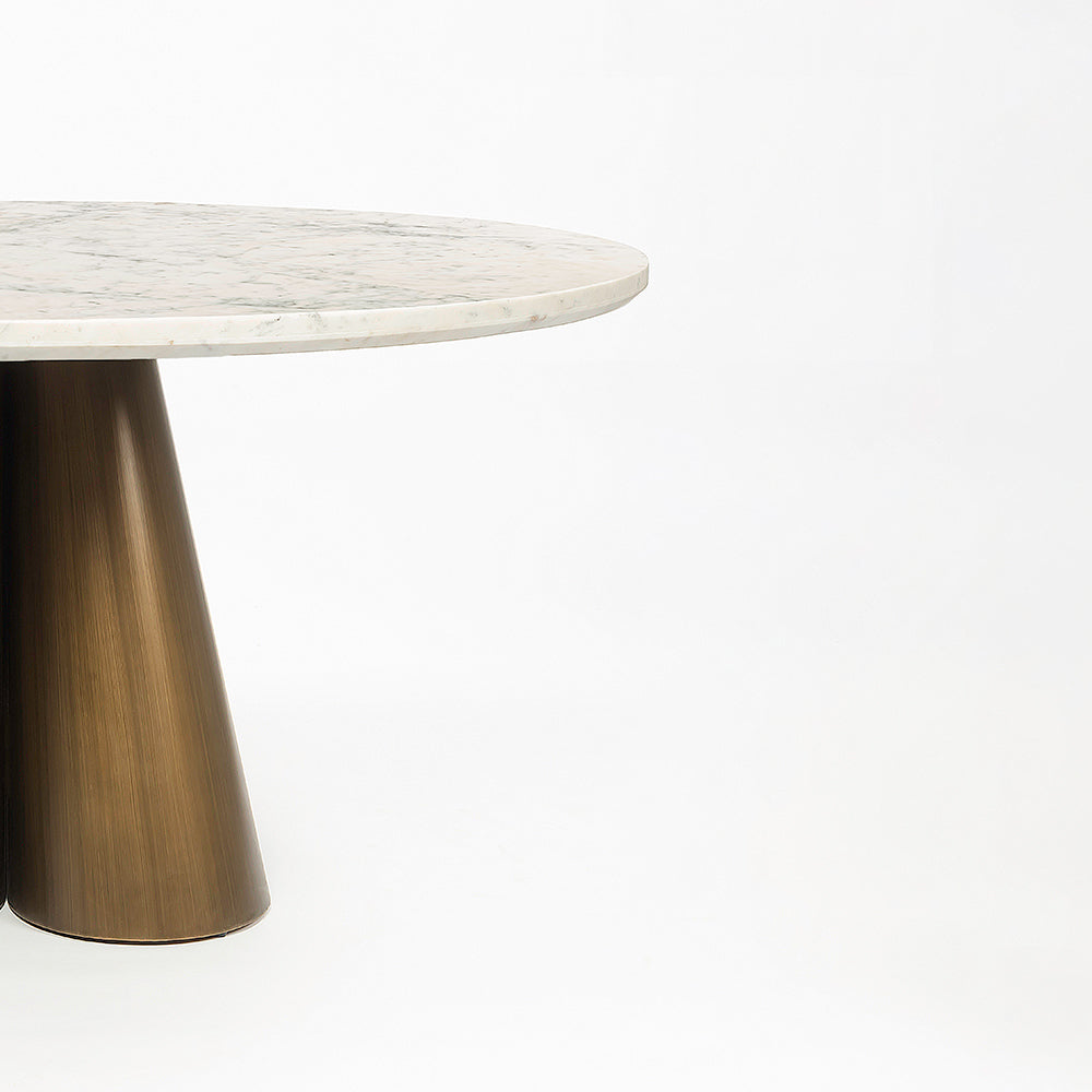 Duster Marble 6 Seater Dining Table with Iron - Brass