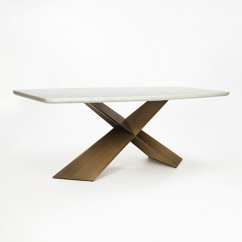 Immune Marble 8 Seater Dining Table with Iron - Brass - Baswada