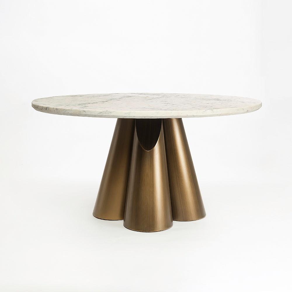 Duster Marble 6 Seater Dining Table with Iron - Brass