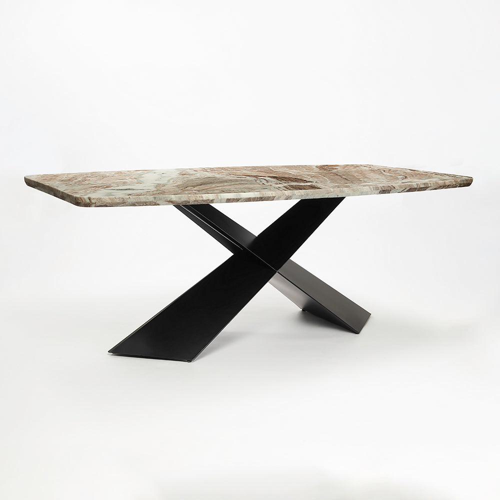 Immune Marble 8 Seater Dining Table with Iron - Black - Toranto