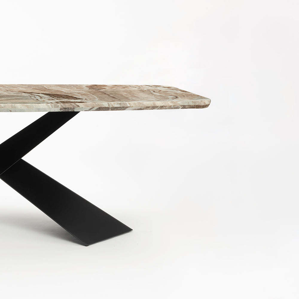 Immune Marble 8 Seater Dining Table with Iron - Black - Toranto