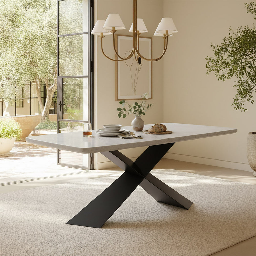 Immune Marble 8 Seater Dining Table with Iron - Black