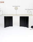 Omar Marbel 8 Seater Dining Table with Iron - Black