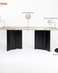 Omar Marbel 8 Seater Dining Table with Iron - Black