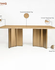 Omar Marbel 8 Seater Dining Table with Iron - Brass