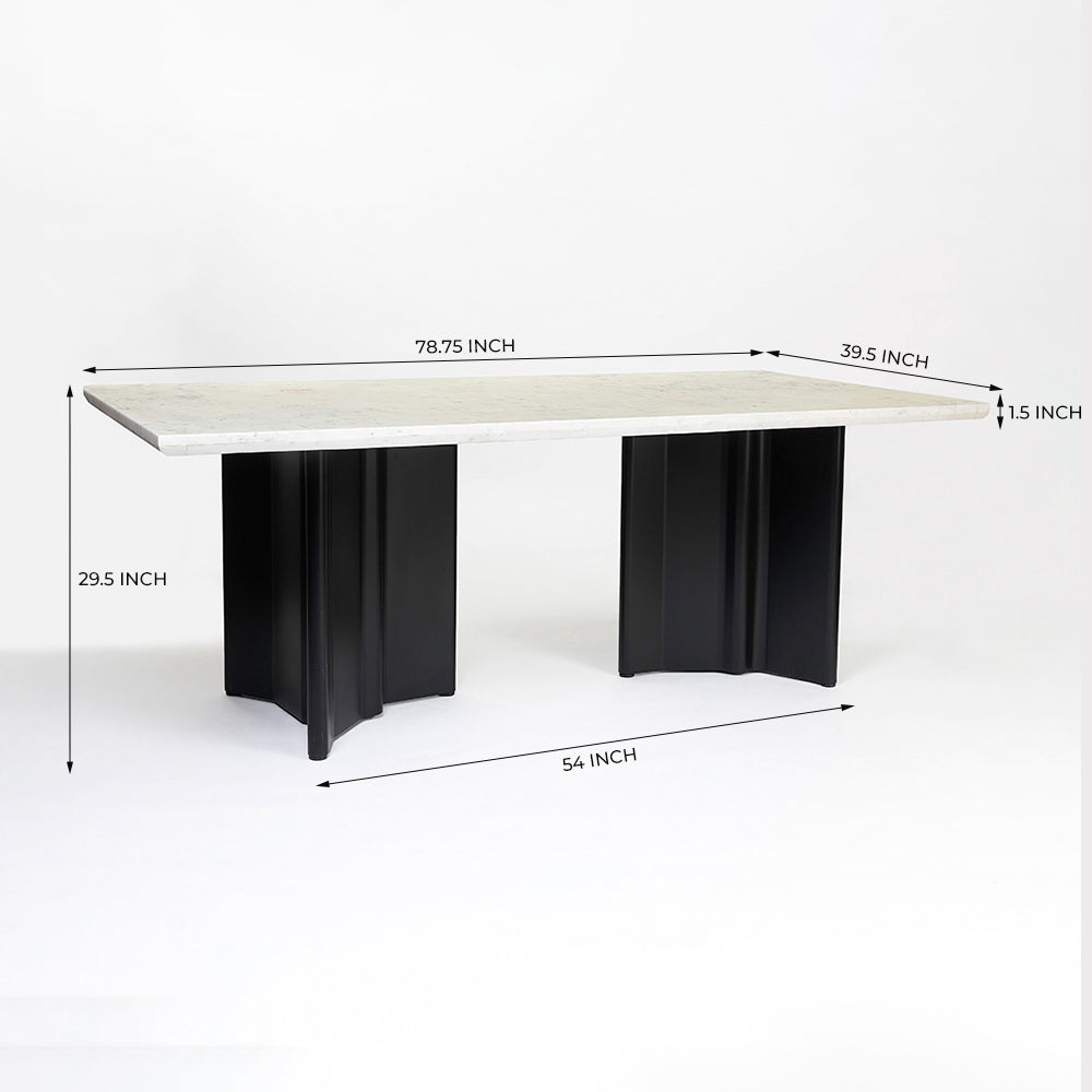 Omar Marble 8 Seater Dining Table with Iron - Black - Baswada