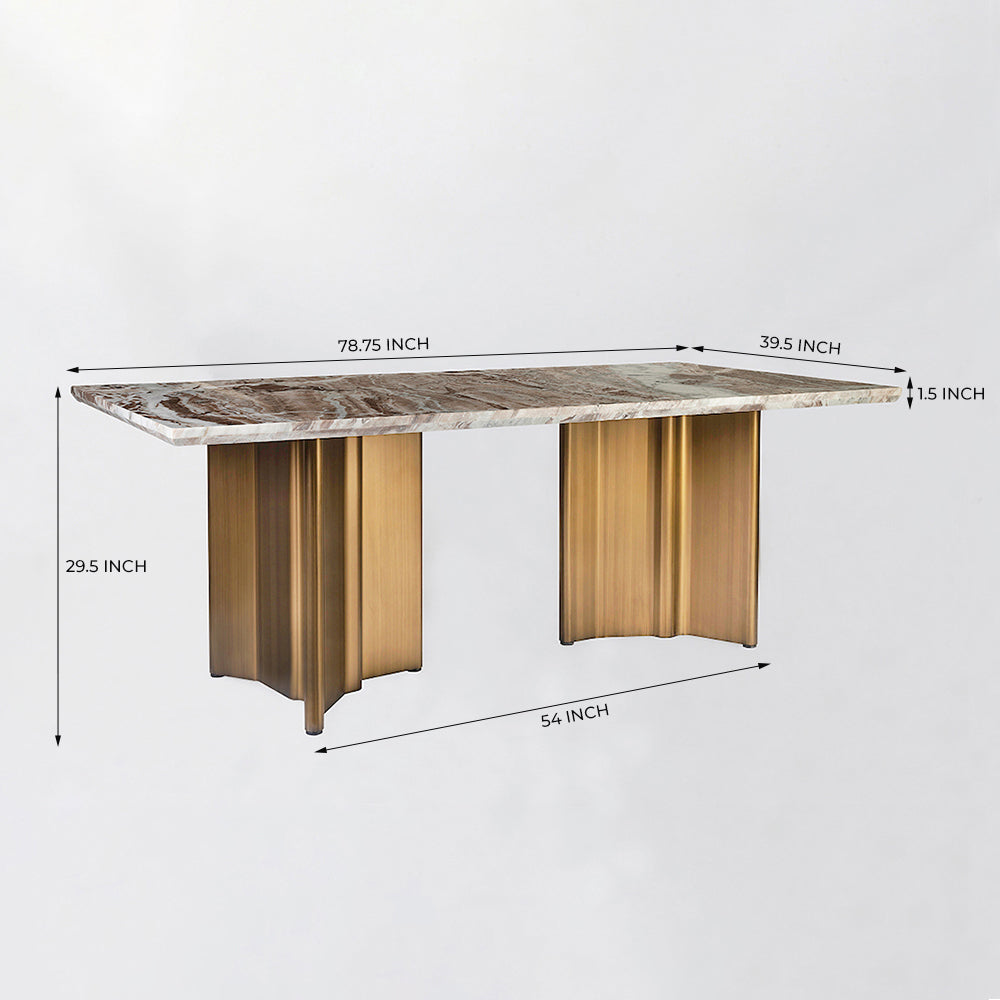 Omar Marble 8 Seater Dining Table with Iron - Brass - Toranto