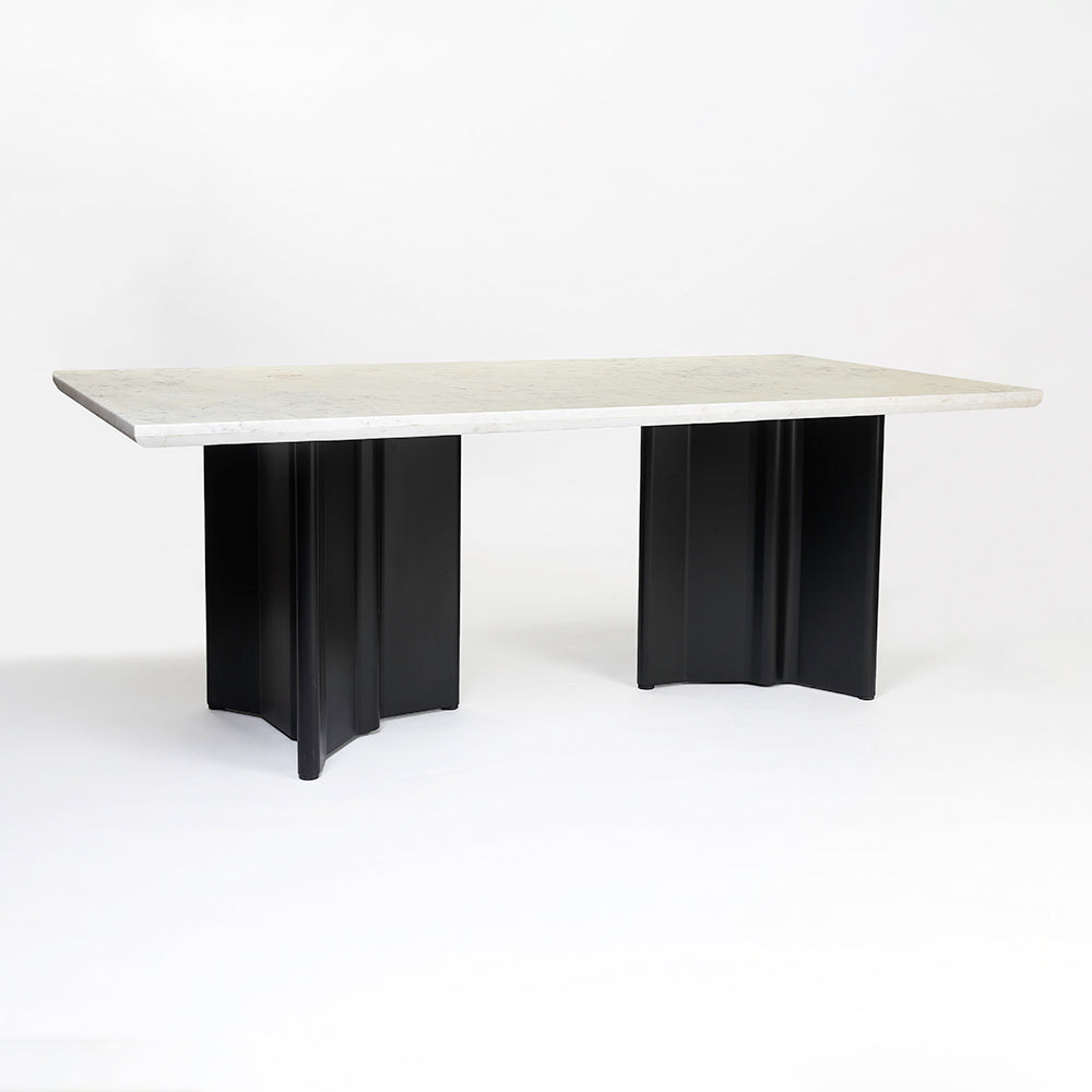 Omar Marble 8 Seater Dining Table with Iron - Black - Baswada