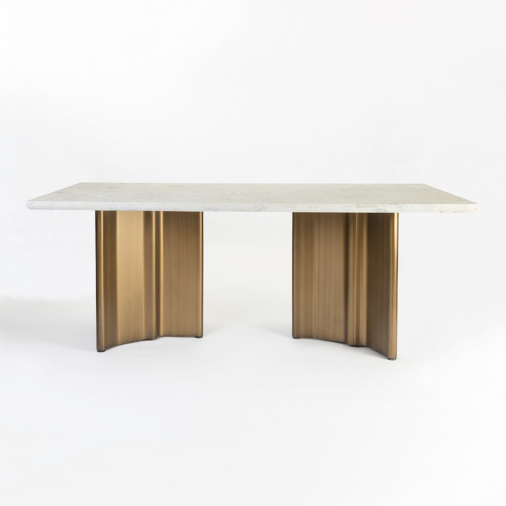 Omar Marble 8 Seater Dining Table with Iron - Brass - Baswada