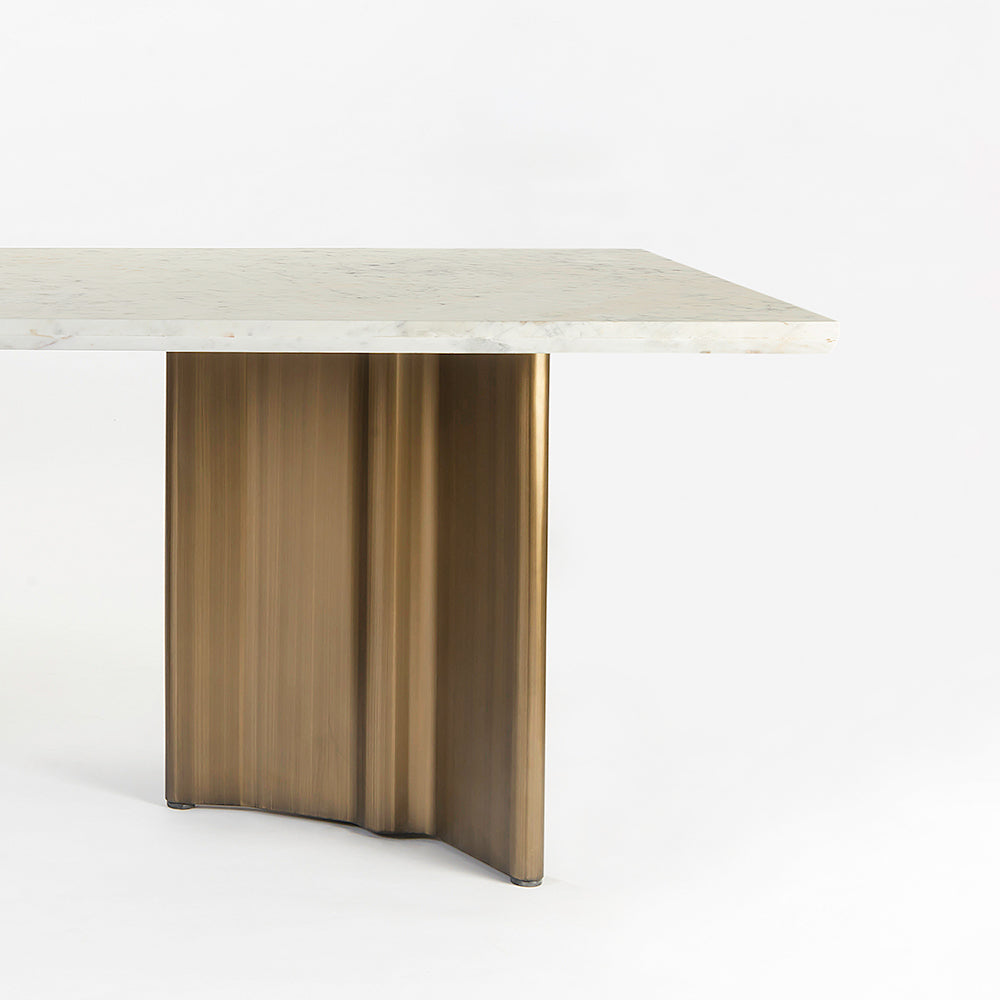 Omar Marble 8 Seater Dining Table with Iron - Brass - Baswada