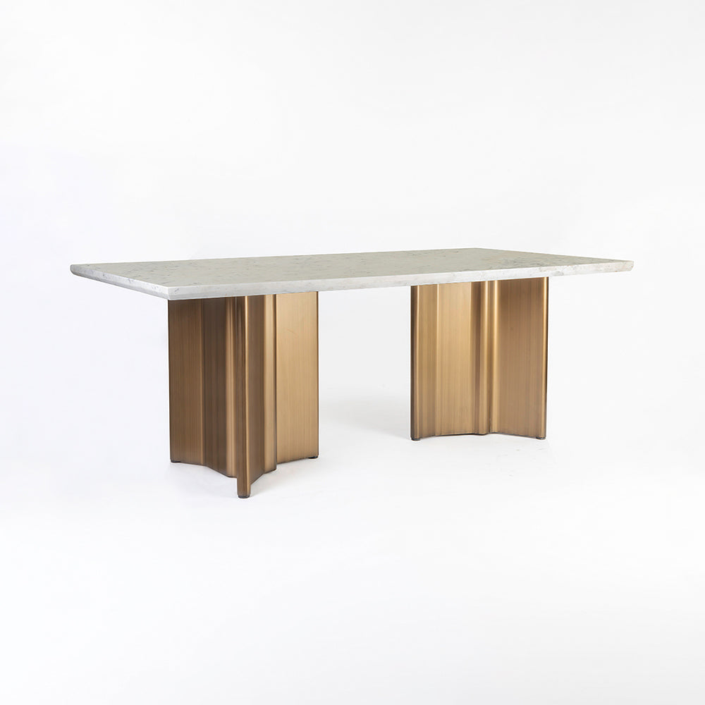 Omar Marble 8 Seater Dining Table with Iron - Brass - Baswada