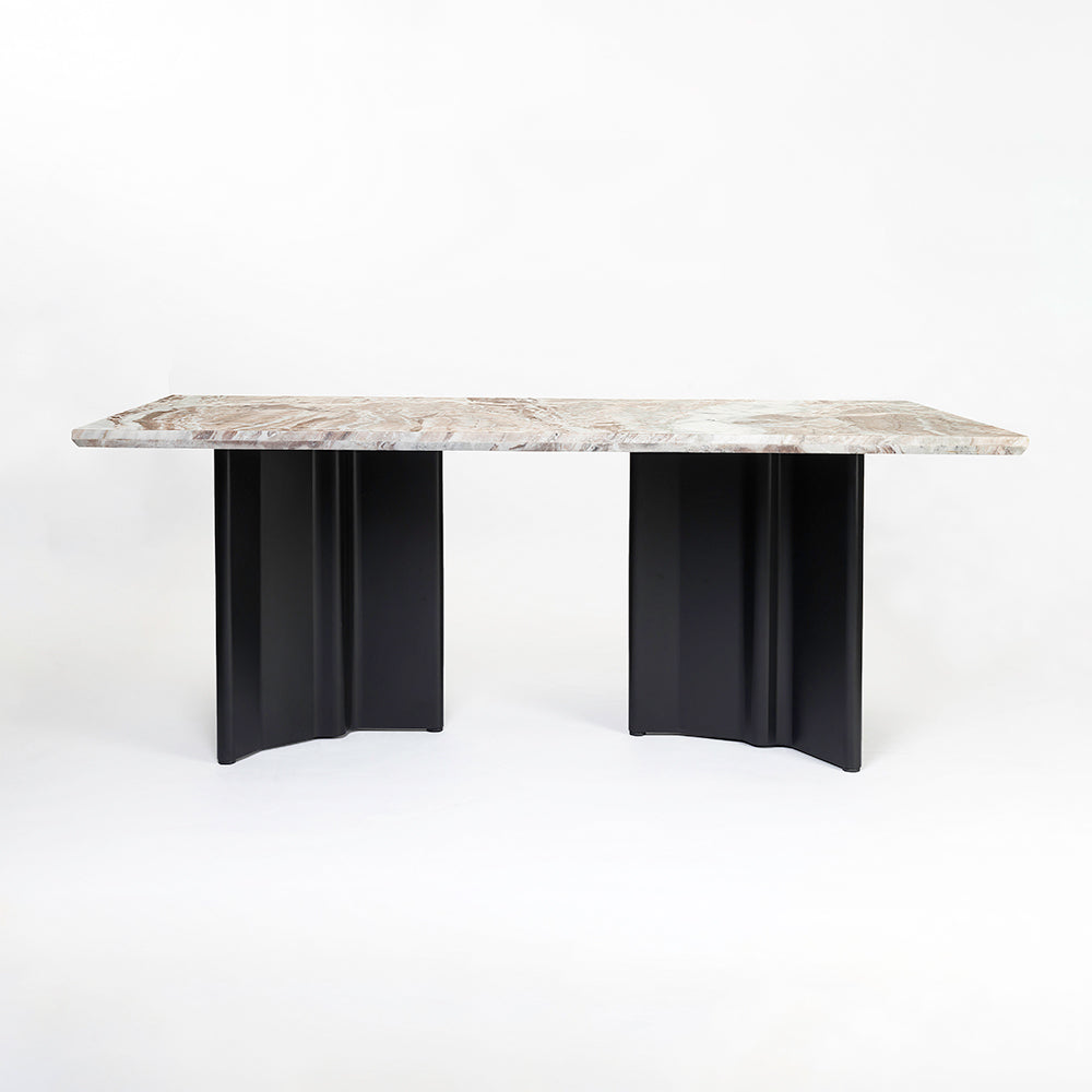 Omar Marble 8 Seater Dining Table with Iron - Black - Toranto
