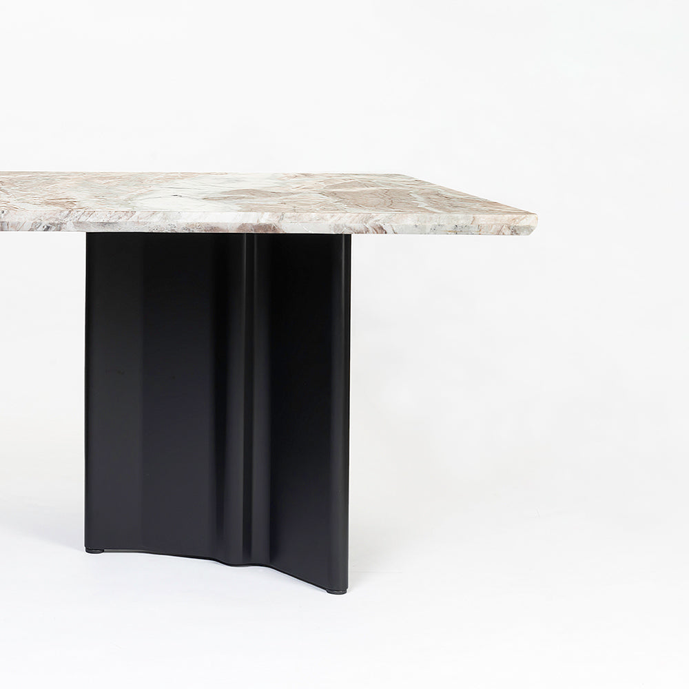 Omar Marble 8 Seater Dining Table with Iron - Black - Toranto