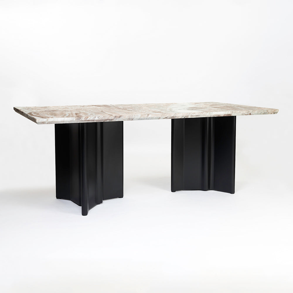 Omar Marble 8 Seater Dining Table with Iron - Black - Toranto