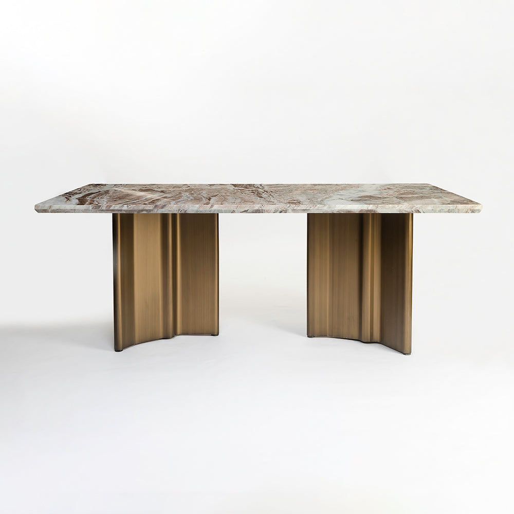 Omar Marble 8 Seater Dining Table with Iron - Brass - Toranto