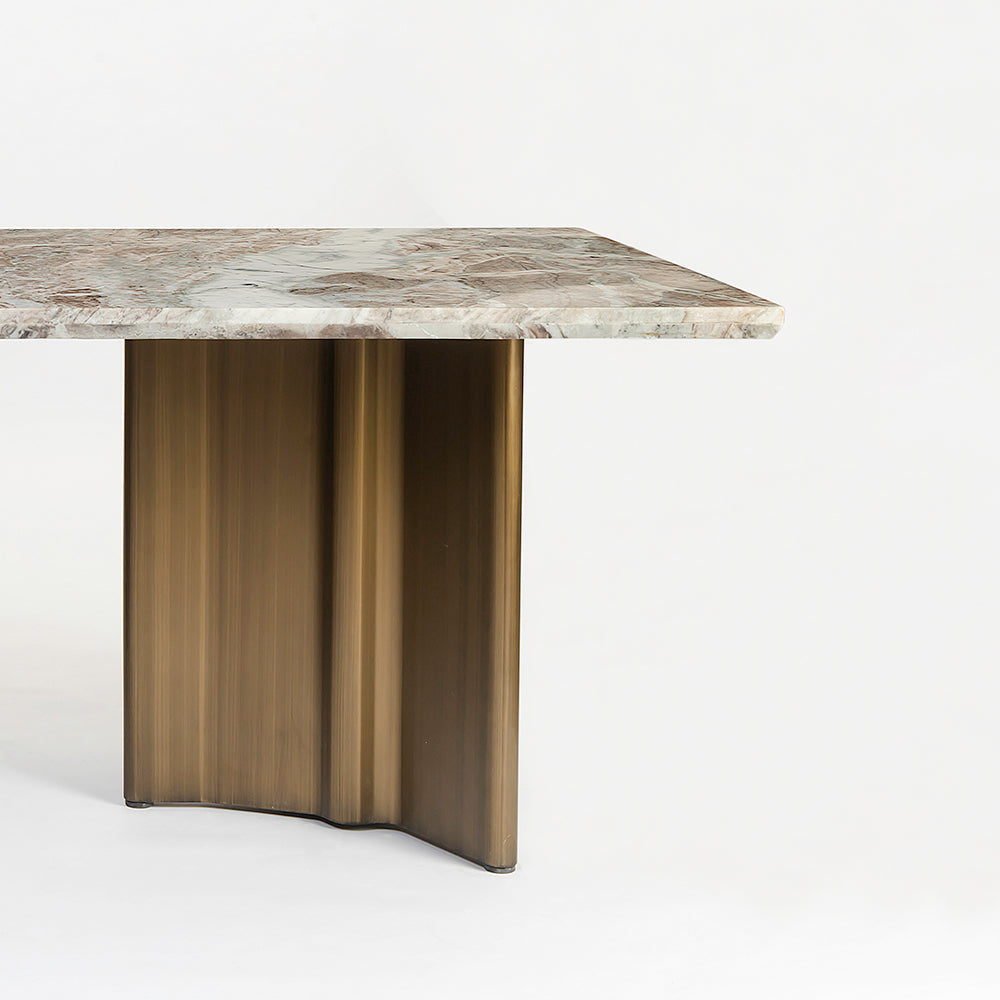 Omar Marble 8 Seater Dining Table with Iron - Brass - Toranto