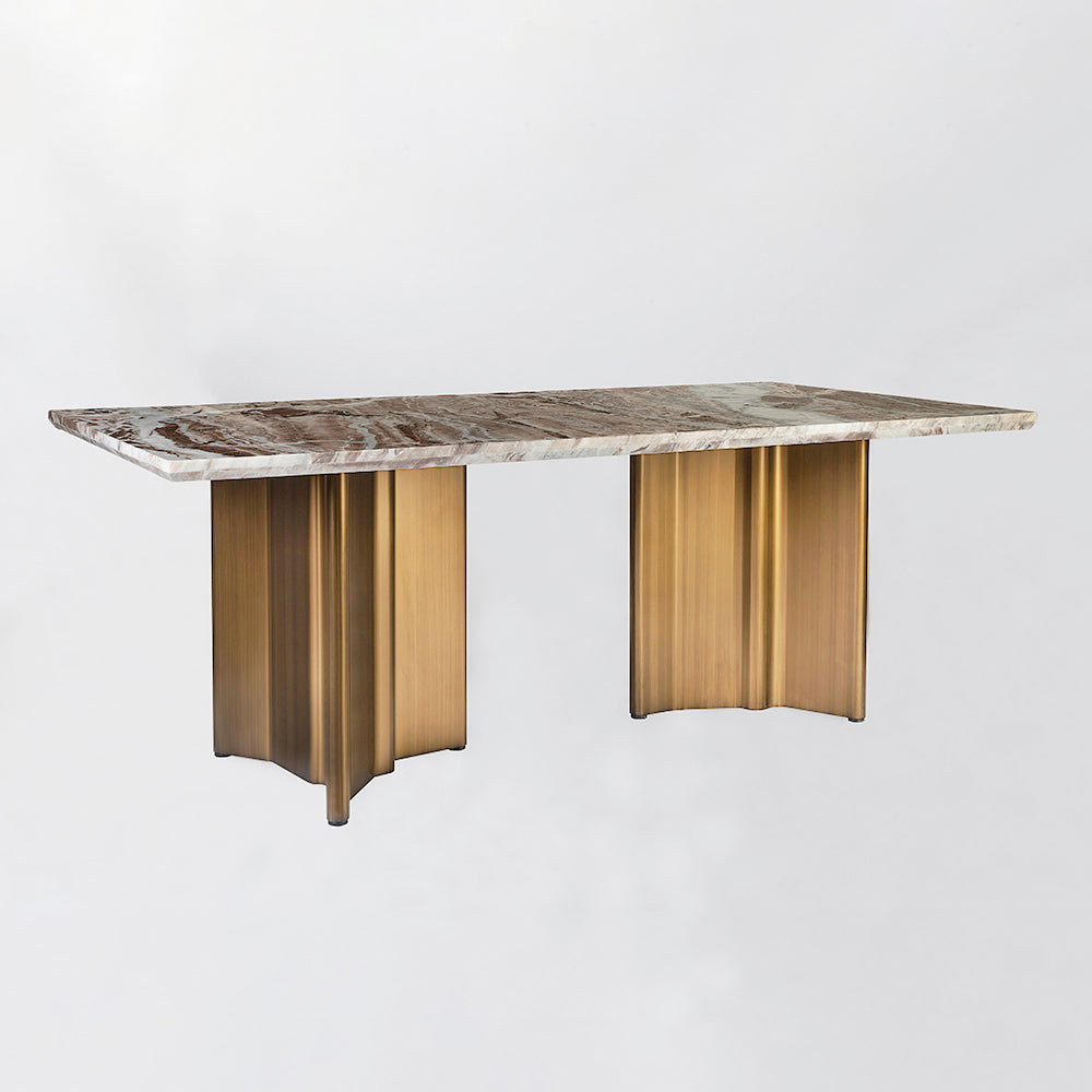Omar Marble 8 Seater Dining Table with Iron - Brass - Toranto