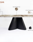 Chrome Marbel 8 Seater Dining Table with Iron - Black