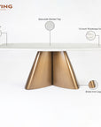 Chrome Marbel 8 Seater Dining Table with Iron - Brass