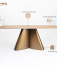 Chrome Marbel 8 Seater Dining Table with Iron - Brass