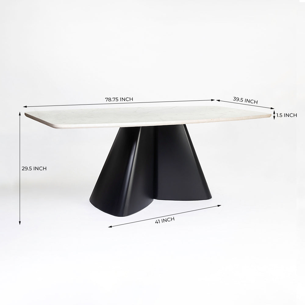 Chrome Marble 8 Seater Dining Table with Iron - Black - Baswada