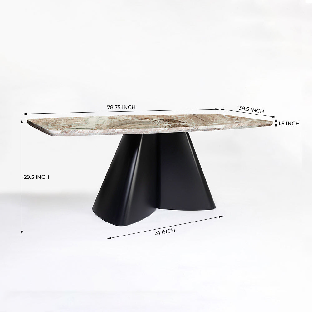 Chrome Marble 8 Seater Dining Table with Iron - Black - Toranto