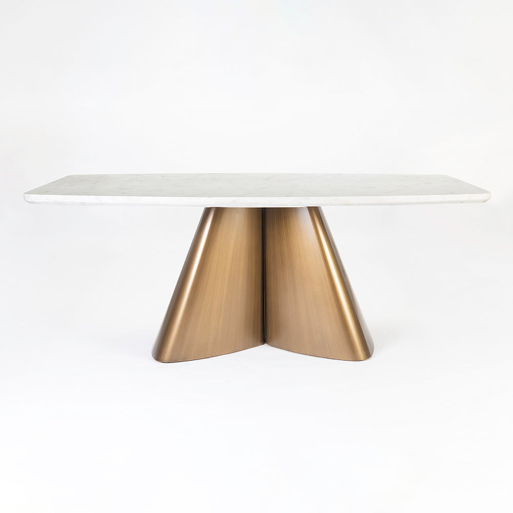 Chrome Marble 8 Seater Dining Table with Iron - Brass - Baswada