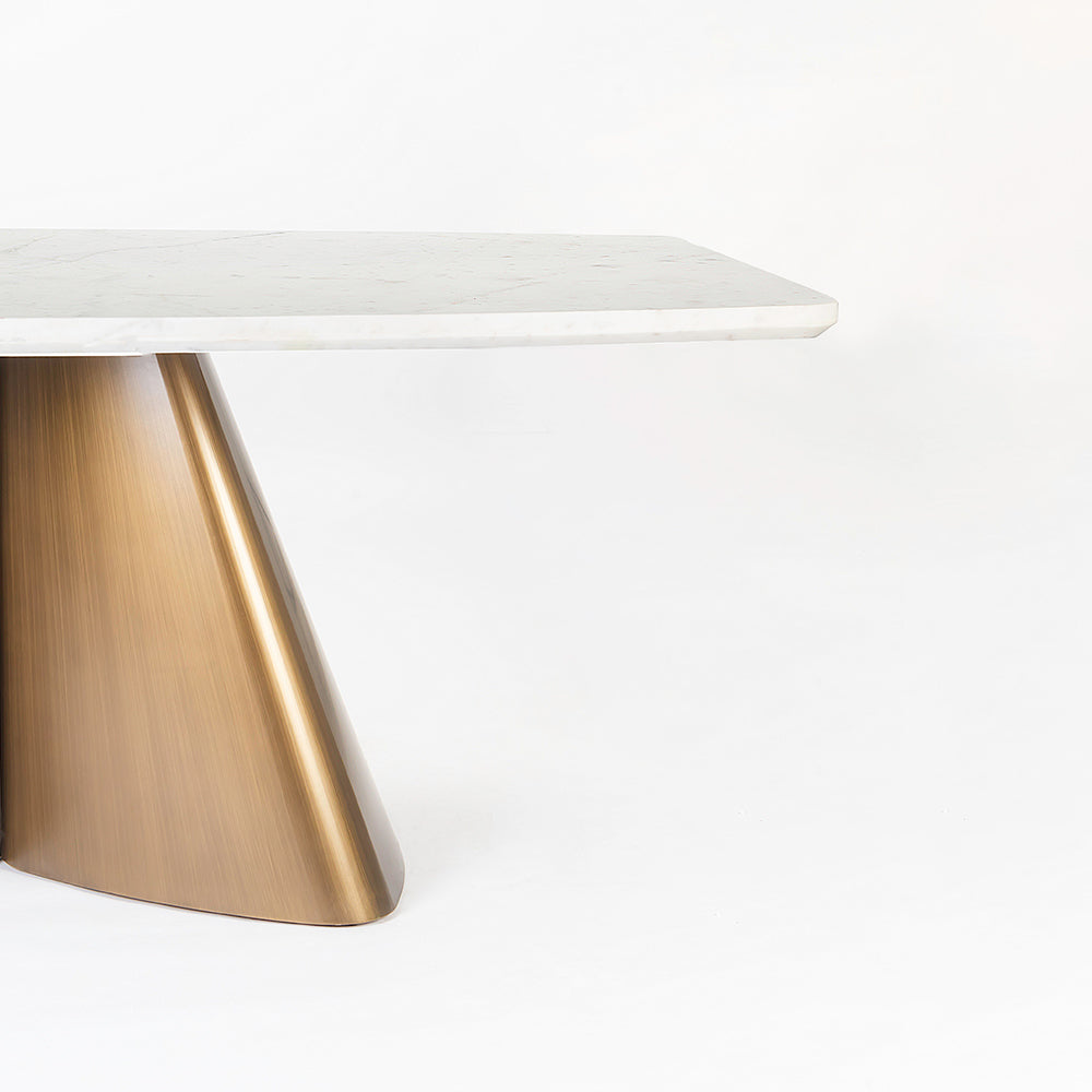 Chrome Marble 8 Seater Dining Table with Iron - Brass - Baswada