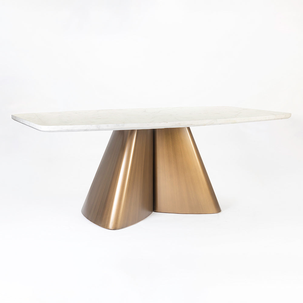 Chrome Marble 8 Seater Dining Table with Iron - Brass - Baswada