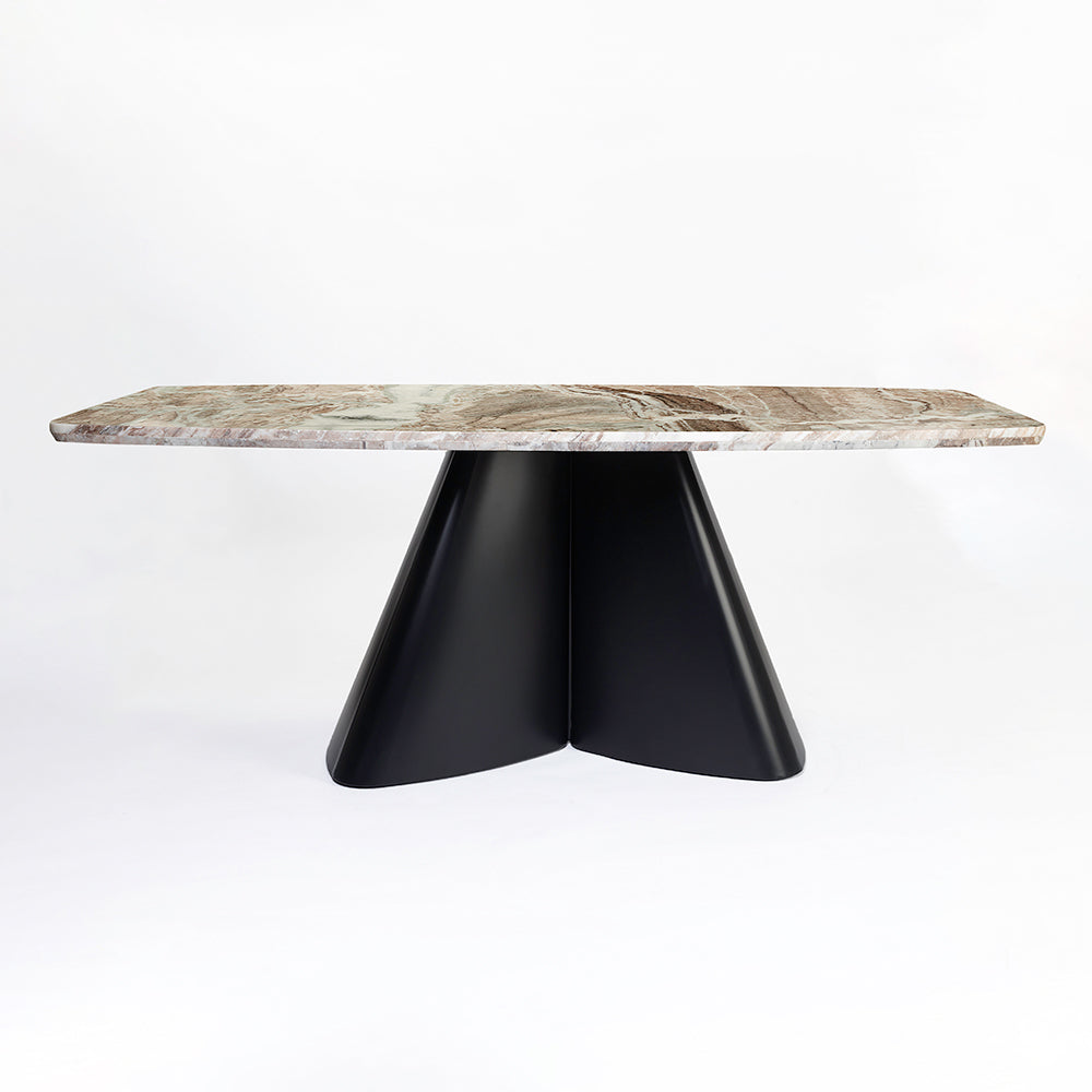 Chrome Marble 8 Seater Dining Table with Iron - Black - Toranto